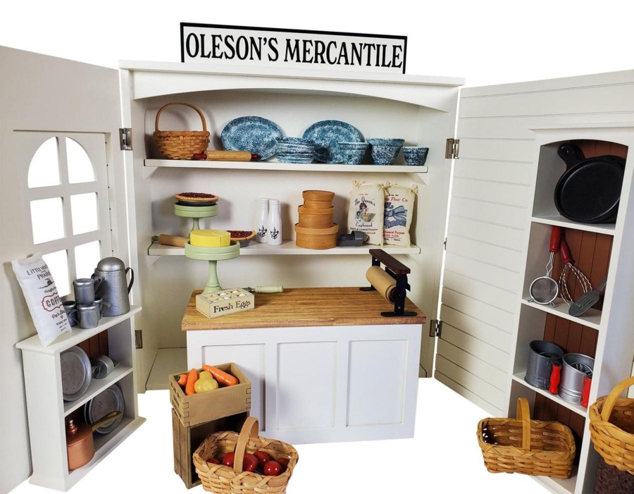 Doll Furniture The Queen's Treasures | Ships March 2024! Little House On The Prairie 18 Inch Doll Oleson'S Mercantile Play Set