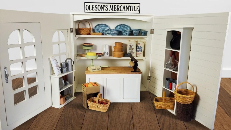 Doll Furniture The Queen's Treasures | Ships March 2024! Little House On The Prairie 18 Inch Doll Oleson'S Mercantile Play Set