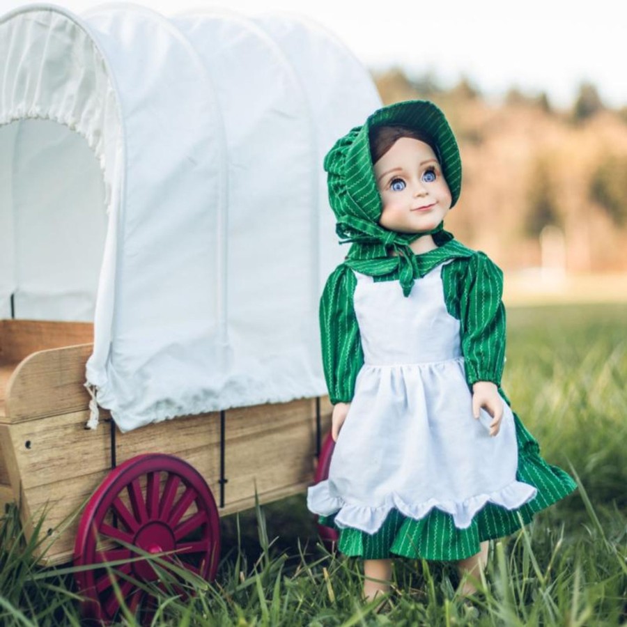 Doll Clothes The Queen's Treasures | Little House On The Prairie 18 Inch Doll Clothes 3 Piece Prairie Dress, Apron, And Bonnet