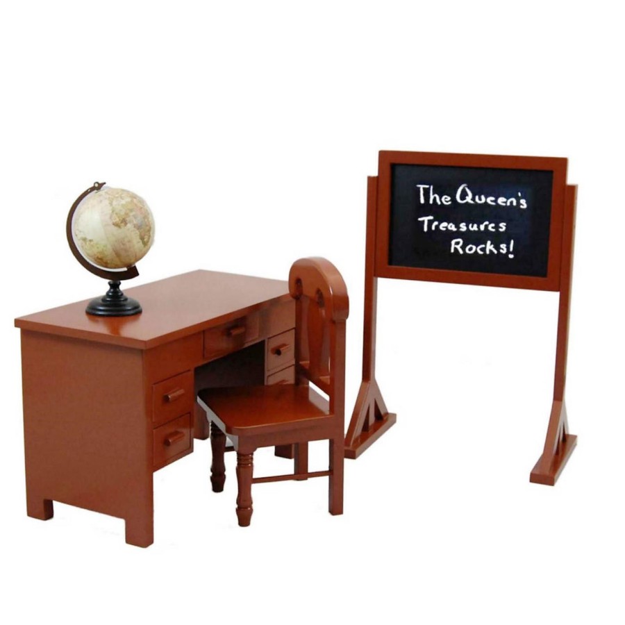 Doll Furniture The Queen's Treasures | Vintage Wooden School Teachers Desk, Furniture For 18 Inch Dolls