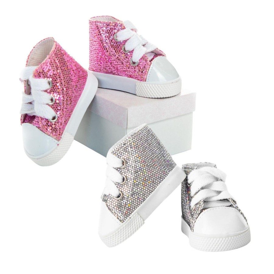 Combos The Queen's Treasures | Set Of 2 Pair Of Glitter Sneaker Shoes For 18" Dolls