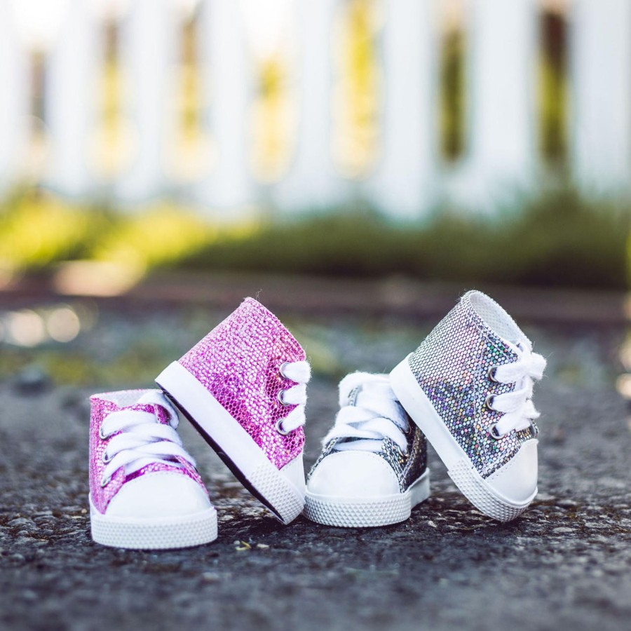 Combos The Queen's Treasures | Set Of 2 Pair Of Glitter Sneaker Shoes For 18" Dolls