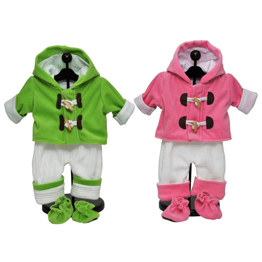 Fun For Tots The Queen's Treasures | Set Of 2 Bitty Pink And Green Overall Outfits, Clothes For 15 Inch Baby Dolls