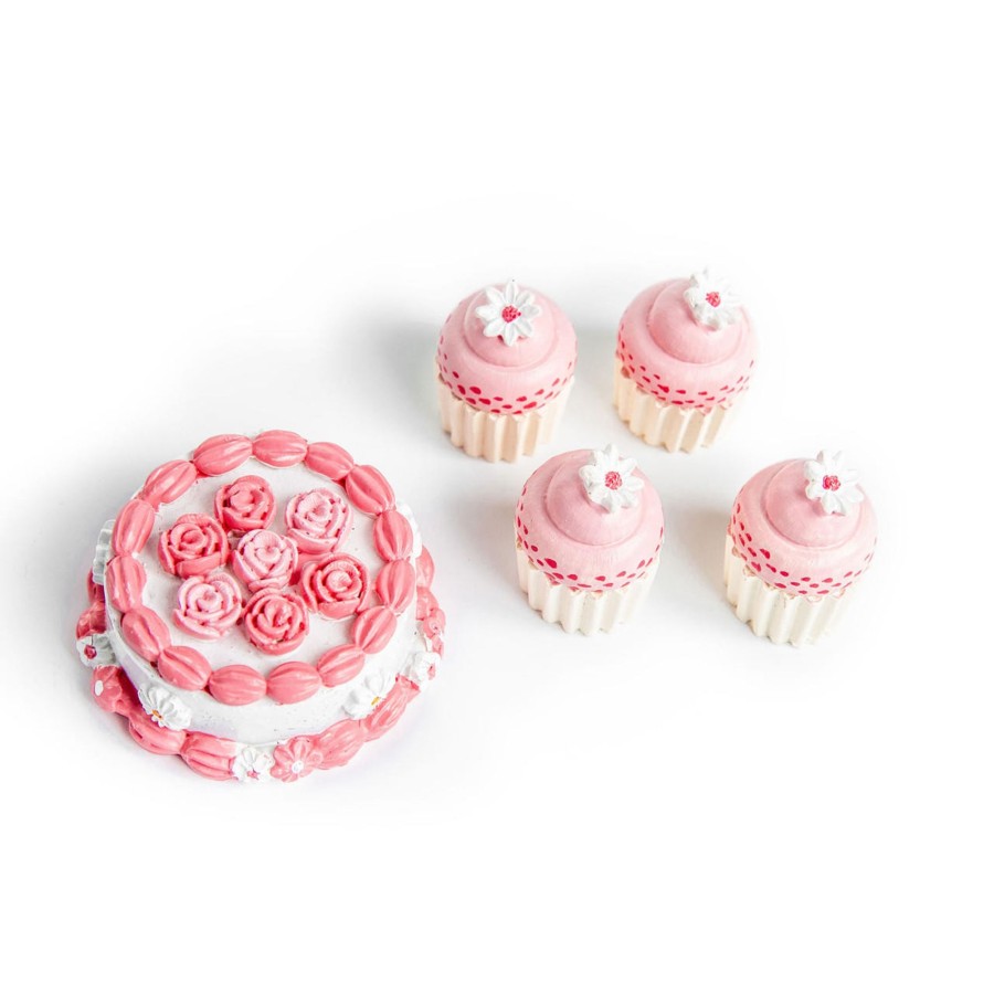 Doll Accessories The Queen's Treasures | Ultimate Cake Party Set! Mini Cupcakes And Pink Party Cake, Accessories For 18 Inch Dolls