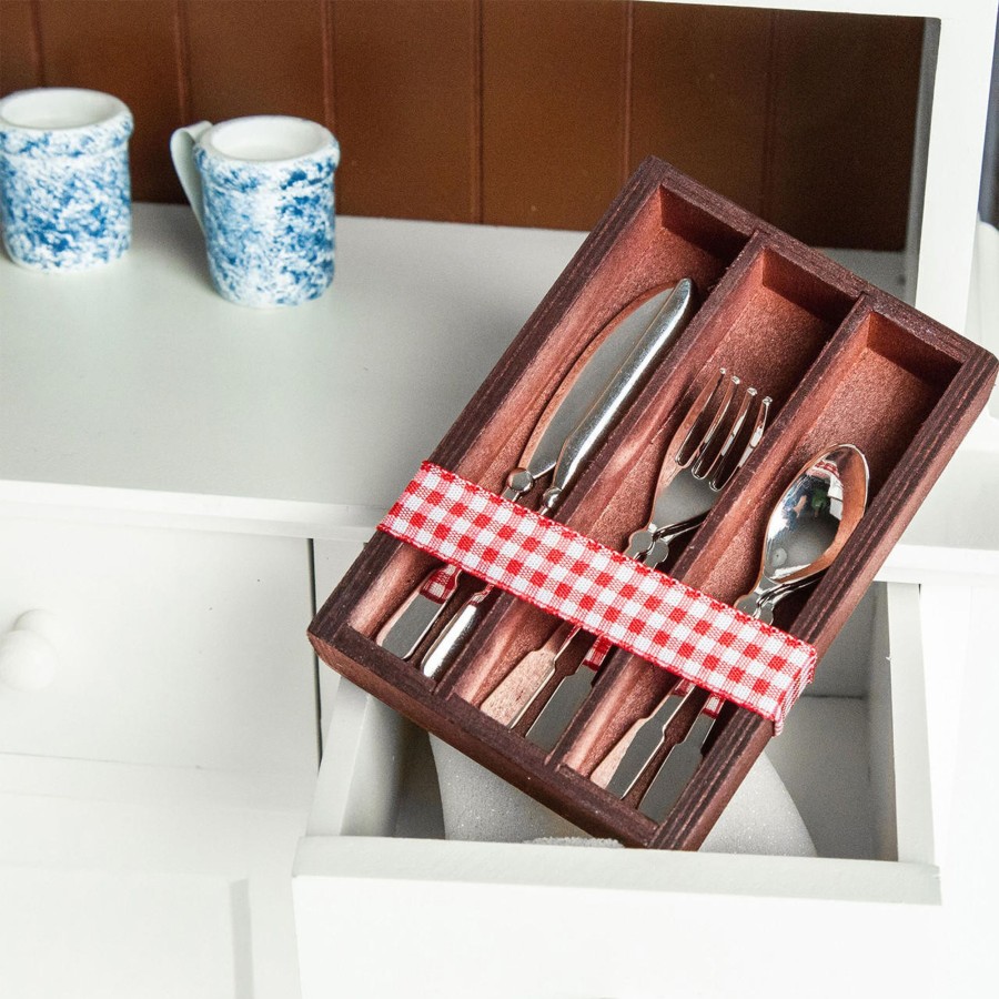 Doll Accessories The Queen's Treasures | 13 Piece Silverware Set With Wooden Holder, Accessories For 18 Inch Dolls