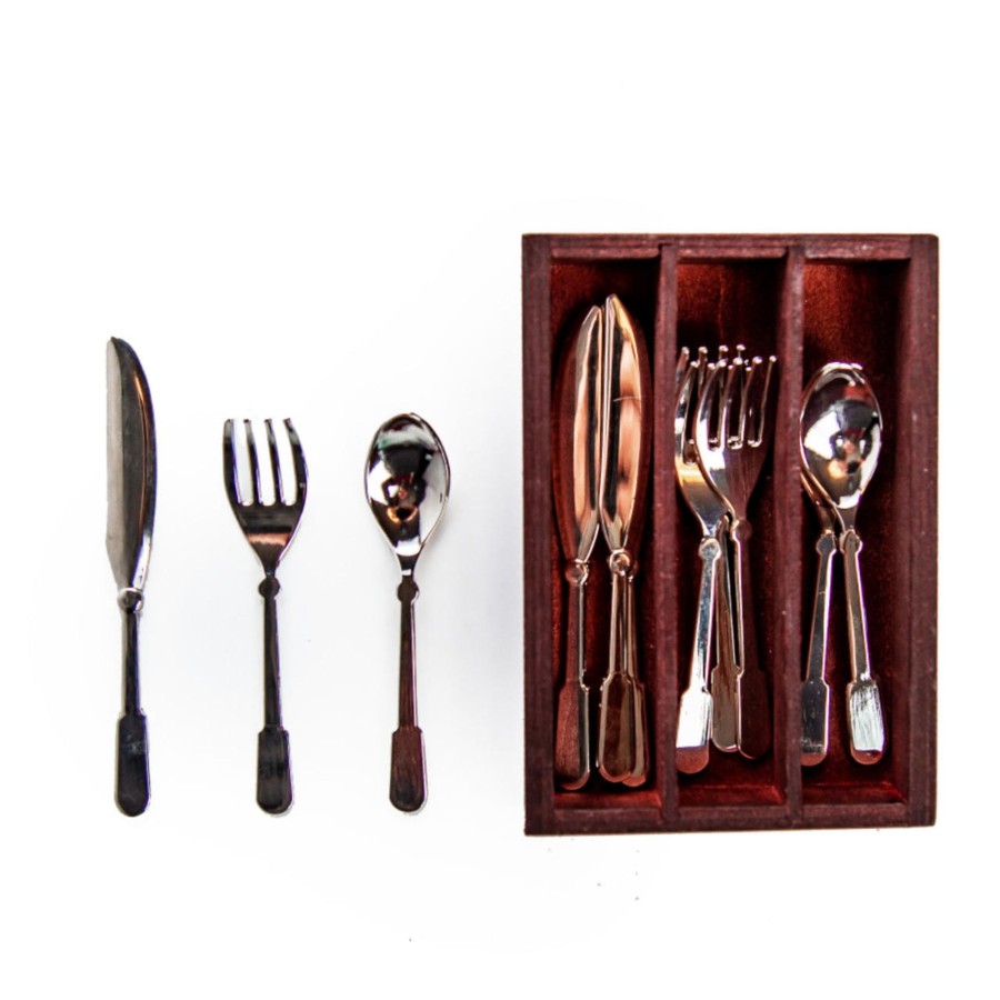 Doll Accessories The Queen's Treasures | 13 Piece Silverware Set With Wooden Holder, Accessories For 18 Inch Dolls