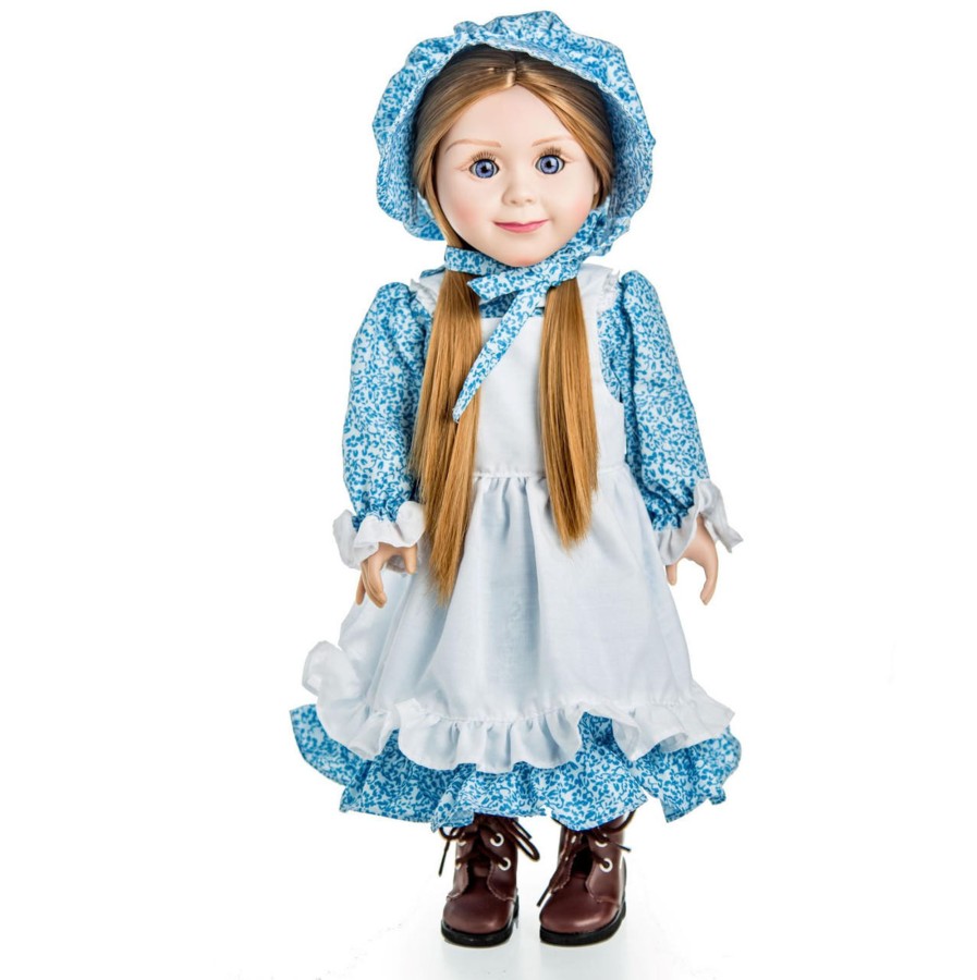 Doll Clothes The Queen's Treasures | Little House On The Prairie 4 Piece Blue Calico Dress, Clothes For 18 Inch Dolls