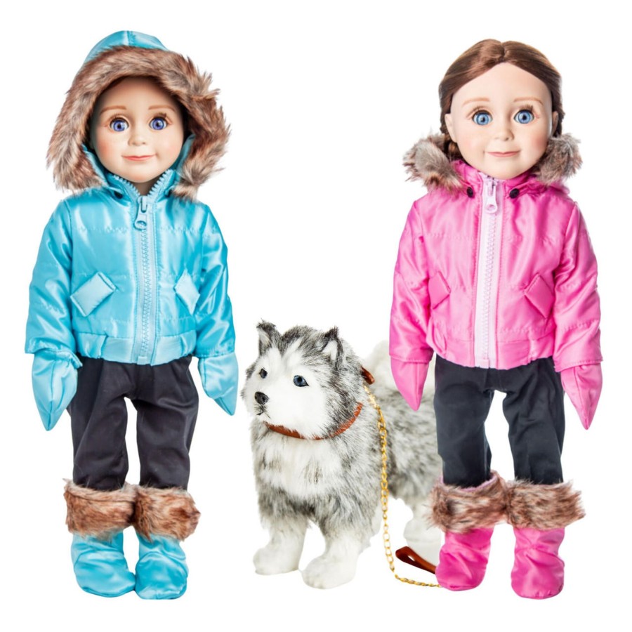 Combos The Queen's Treasures | 15 Pc Ski Wear Clothes Set With Husky Dog For 18" Dolls