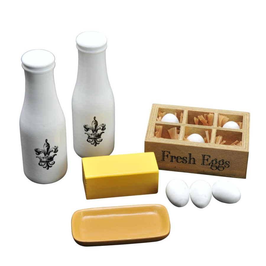 Doll Accessories The Queen's Treasures | 11 Piece Vintage Milk, Eggs And Butter Set, Food Accessory For 18 Inch Dolls