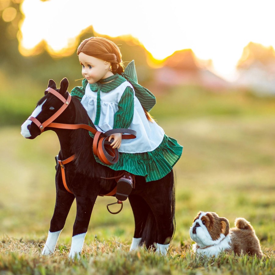 Doll Accessories The Queen's Treasures | Ships June 2024! Little House Black Pony & Saddle Set, Accessories For 18 Inch Dolls