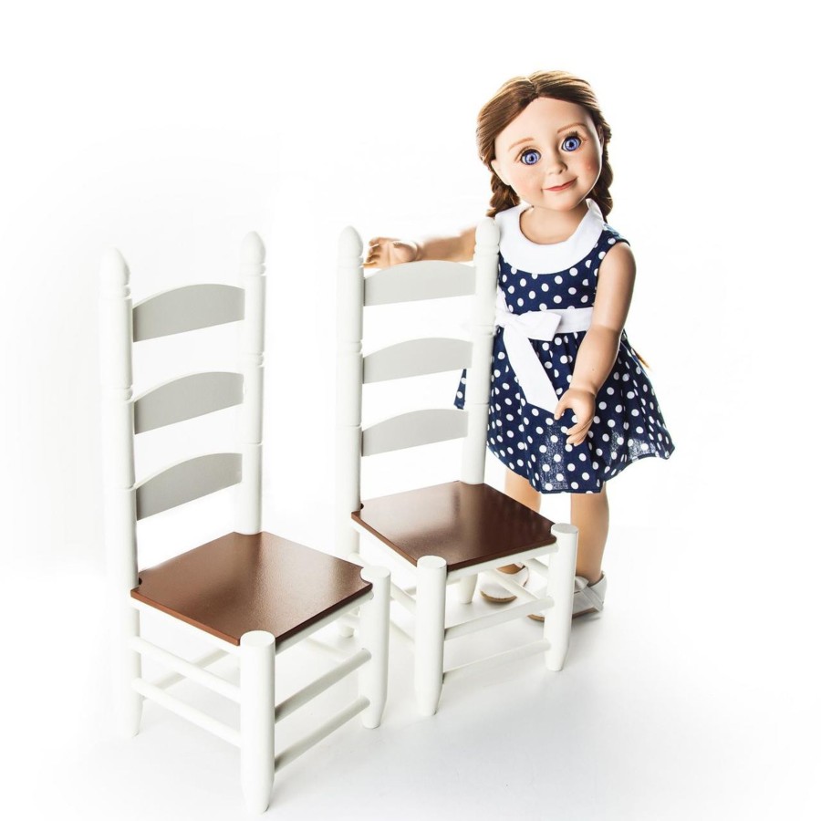 Doll Furniture The Queen's Treasures | Ships By January 2024! Set Of Two Ladderback Chairs, Furniture For 18 Inch Dolls