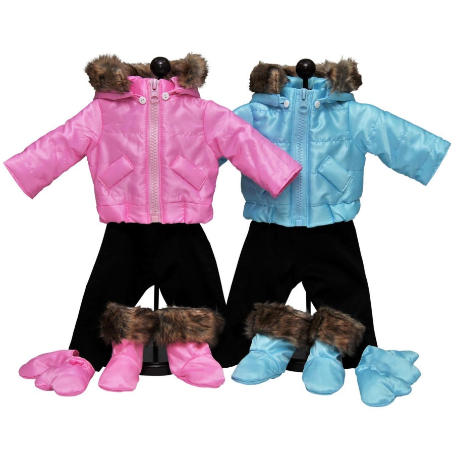 Fun For Tots The Queen's Treasures | Set Of 2 Bitty Pink And Blue Winter Outfits, Clothes For 15 Inch Baby Dolls