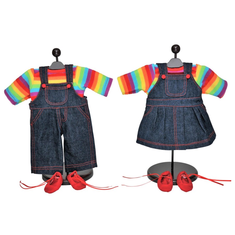 Fun For Tots The Queen's Treasures | Set Of Two Overall Skirt & Pants Outfits Compatible With 15 Inch Bitty Baby Dolls