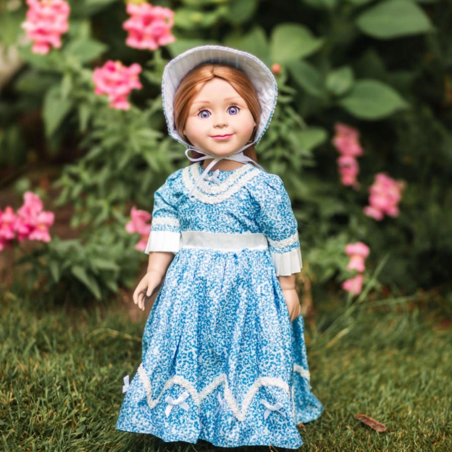 Doll Clothes The Queen's Treasures | 1800'S Style Blue Dress Gown And Hat For 18 Inch Dolls