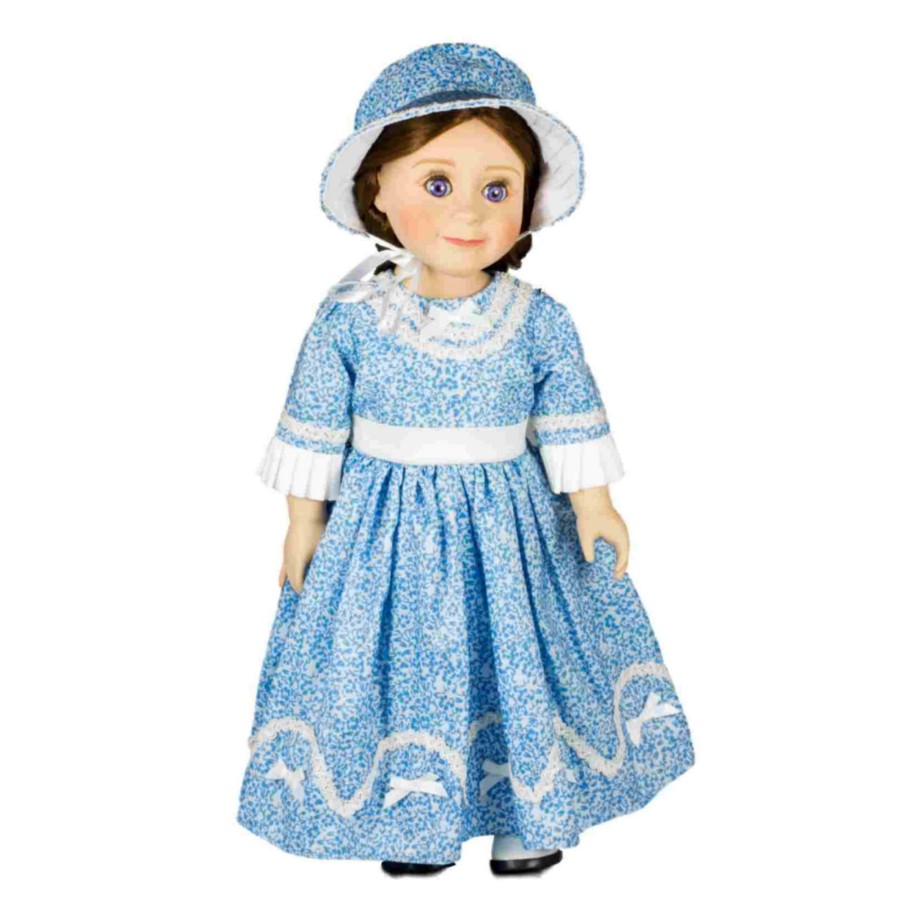 Doll Clothes The Queen's Treasures | 1800'S Style Blue Dress Gown And Hat For 18 Inch Dolls