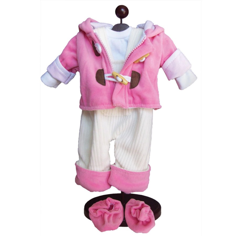 Fun For Tots The Queen's Treasures | Pink & Cream Bitty Overalls Set, Clothes For 15 Inch Baby Dolls