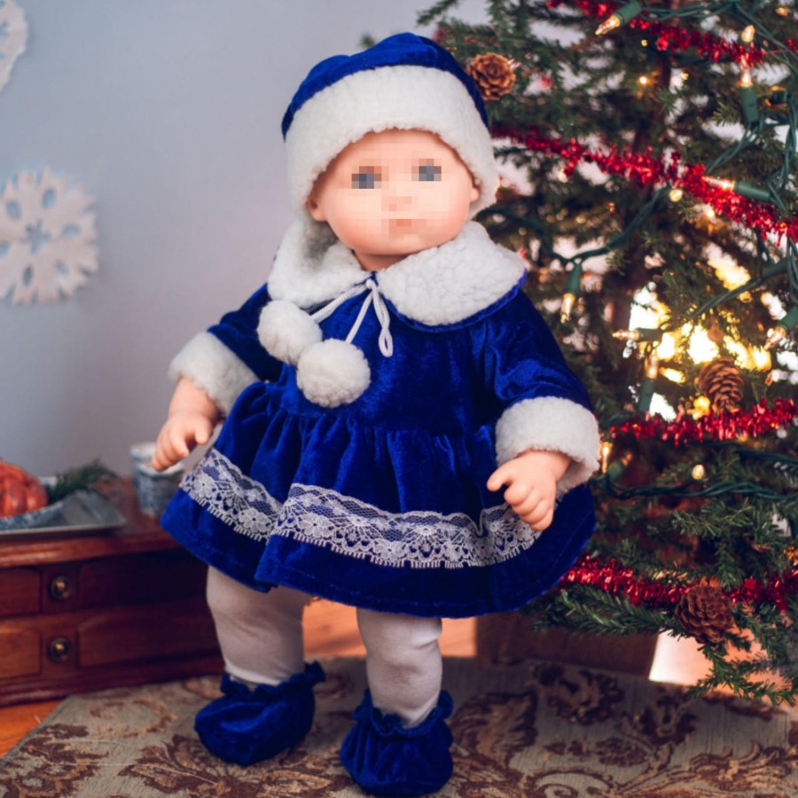 Fun For Tots The Queen's Treasures | Blue Velvet Complete Bitty Dress Outfit, Clothes For 15 Inch Baby Dolls