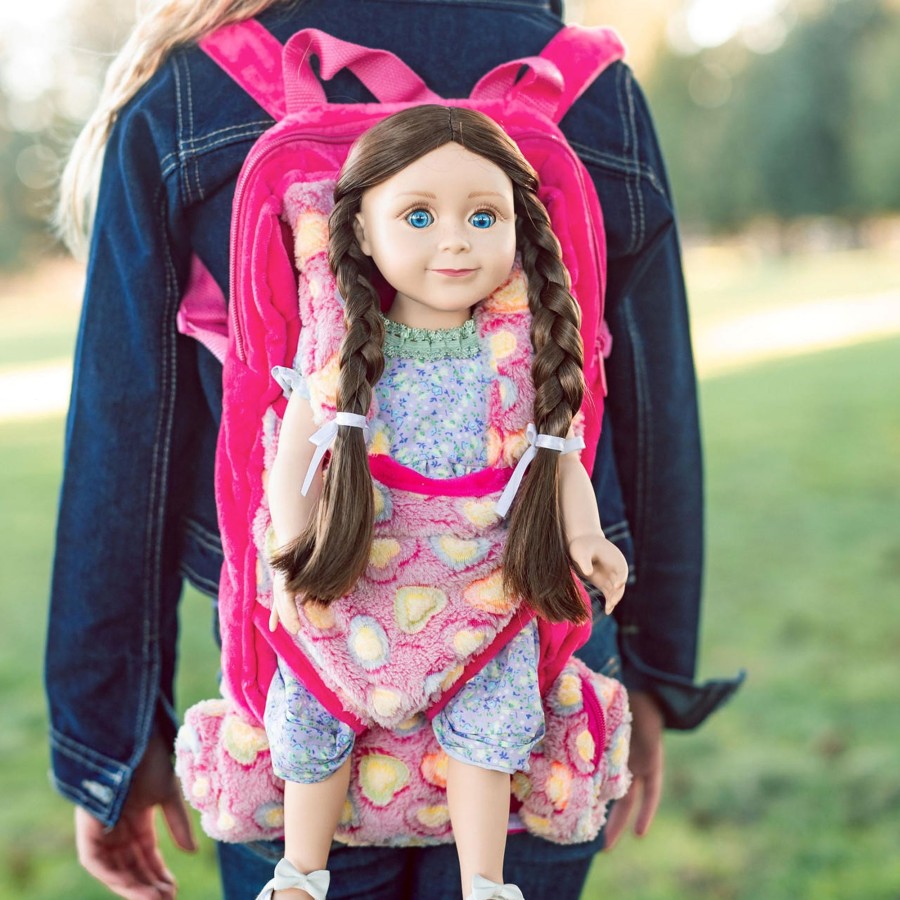 Fun For Tots The Queen's Treasures | Child Size Pink Doll Carrier Backpack With Sleeping Bag For 18 Inch Dolls