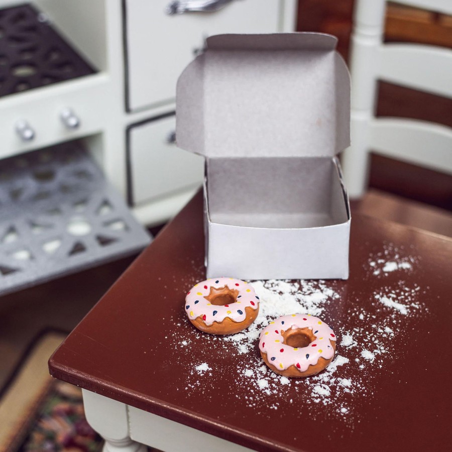 Doll Accessories The Queen's Treasures | Strawberry Frosted Doughnuts With Bakery Box, Accessories For 18 Inch Dolls