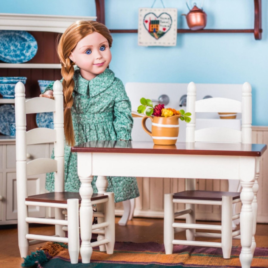 Doll Furniture The Queen's Treasures | Ships January 2024! Wooden Kitchen Table And Two Chairs, Furniture For 18 Inch Dolls