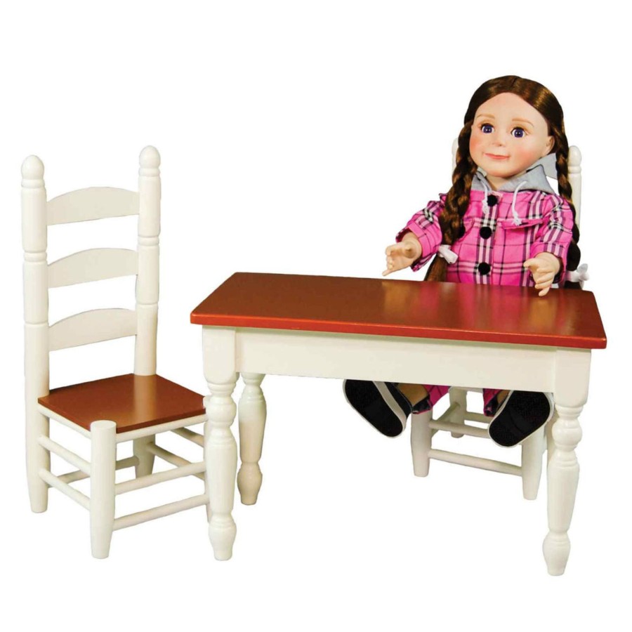 Doll Furniture The Queen's Treasures | Ships January 2024! Wooden Kitchen Table And Two Chairs, Furniture For 18 Inch Dolls