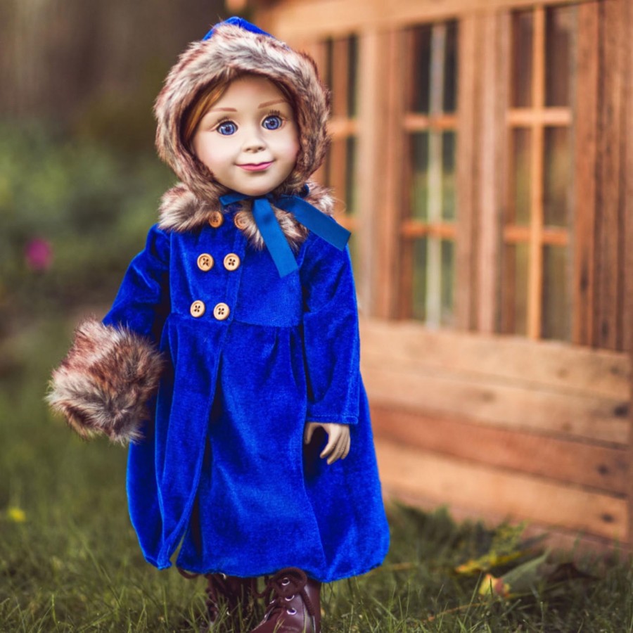 Doll Clothes The Queen's Treasures | 1800'S Velvet Winter Fur Trimmed Coat For 18 Inch Dolls