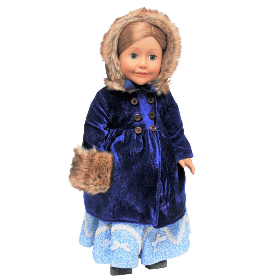 Doll Clothes The Queen's Treasures | 1800'S Velvet Winter Fur Trimmed Coat For 18 Inch Dolls