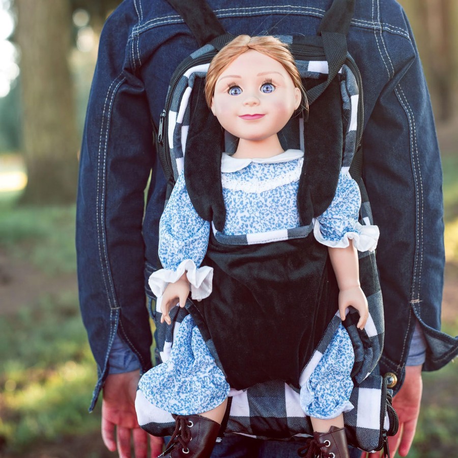 Doll Accessories The Queen's Treasures | Child Size Black And White Doll Carrier Backpack With Sleeping Bag For 18 Inch Dolls