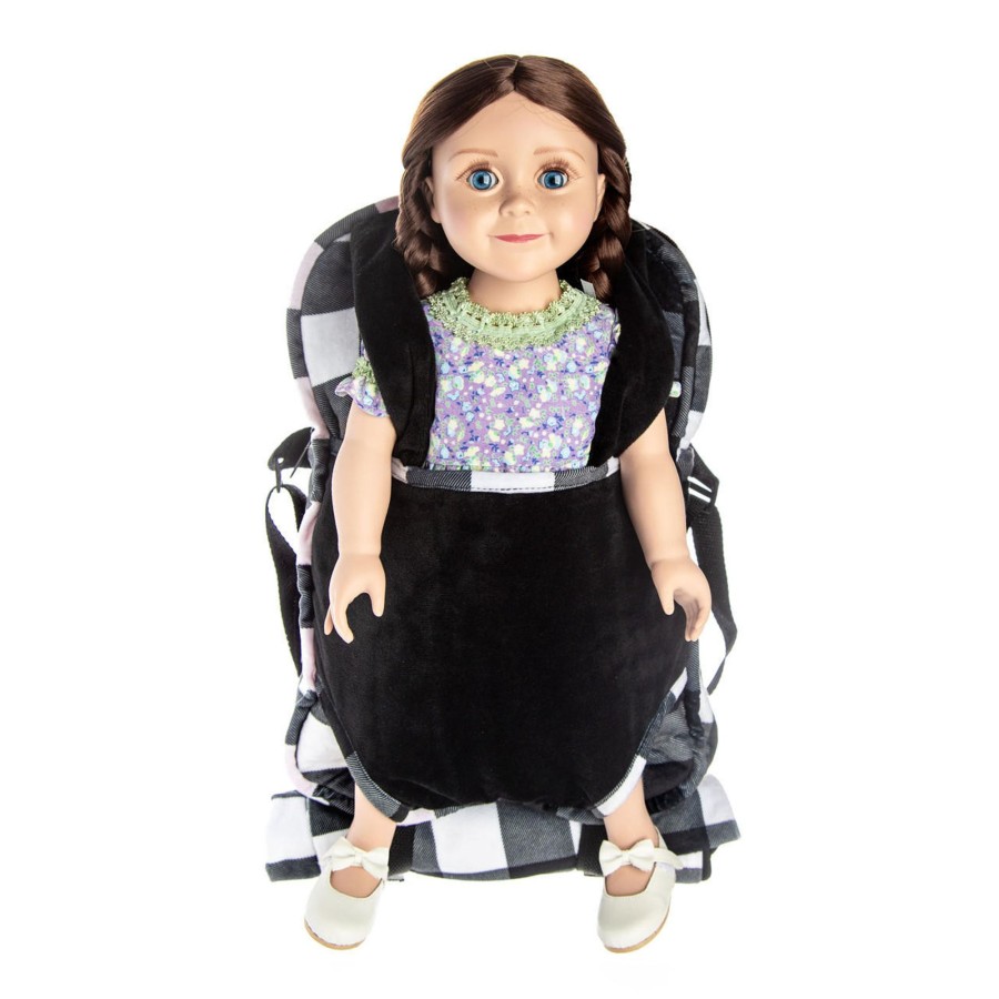 Doll Accessories The Queen's Treasures | Child Size Black And White Doll Carrier Backpack With Sleeping Bag For 18 Inch Dolls