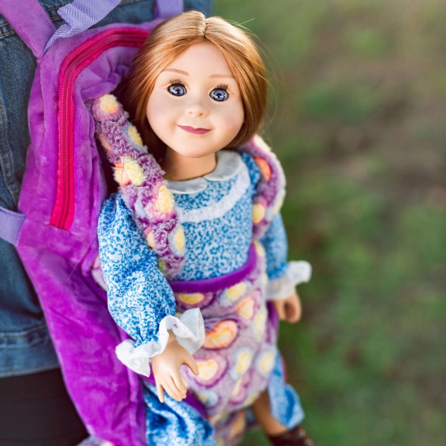 Fun For Tots The Queen's Treasures | Child Size Purple Doll Carrier Backpack With Sleeping Bag For 18 Inch Dolls