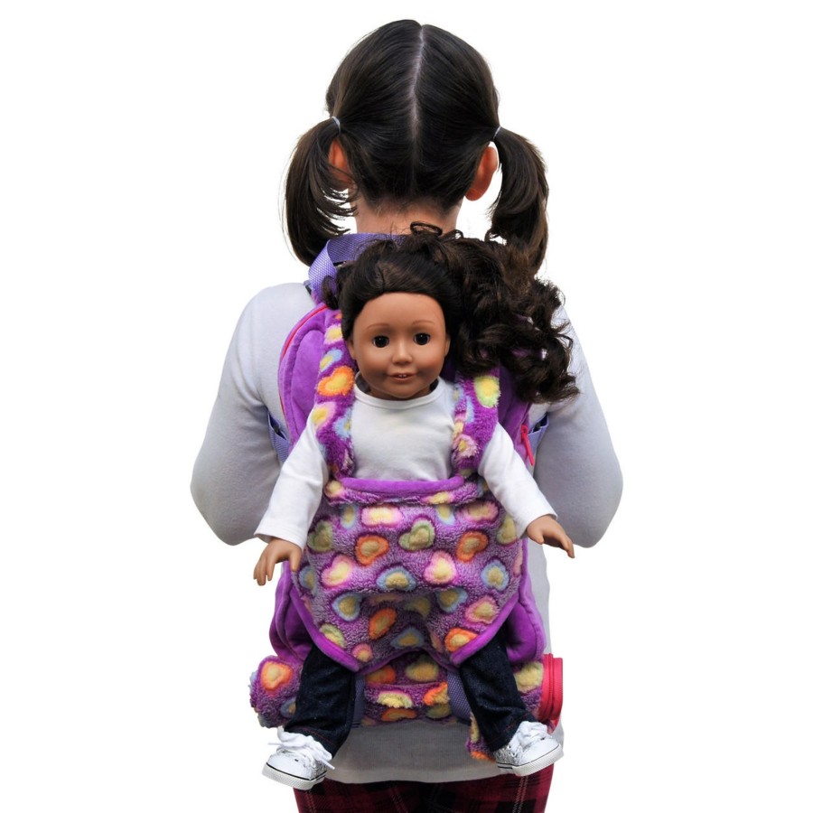 Fun For Tots The Queen's Treasures | Child Size Purple Doll Carrier Backpack With Sleeping Bag For 18 Inch Dolls