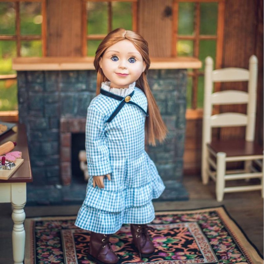 Doll Clothes The Queen's Treasures | Little House On The Prairie Blue Check Dress, Clothes For 18 Inch Dolls