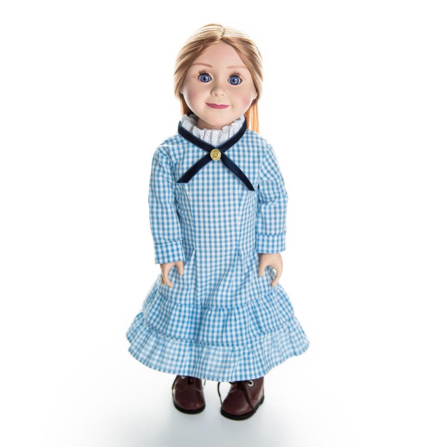 Doll Clothes The Queen's Treasures | Little House On The Prairie Blue Check Dress, Clothes For 18 Inch Dolls