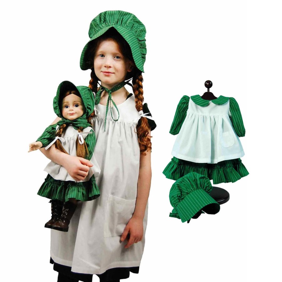 Doll Clothes The Queen's Treasures | Little House On The Prairie Child'S Apron & Prairie Bonnet With 3Pc 18" Doll Clothes Outfit