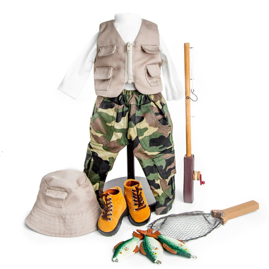 Doll Accessories The Queen's Treasures | 11 Piece Fishing Adventure Outfit, Clothes & Accessories For 18 Inch Dolls