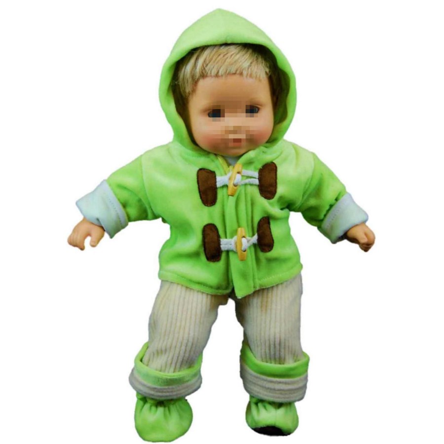 Fun For Tots The Queen's Treasures | Green & Cream Bitty Overalls Set, Clothes For 15 Inch Baby Dolls