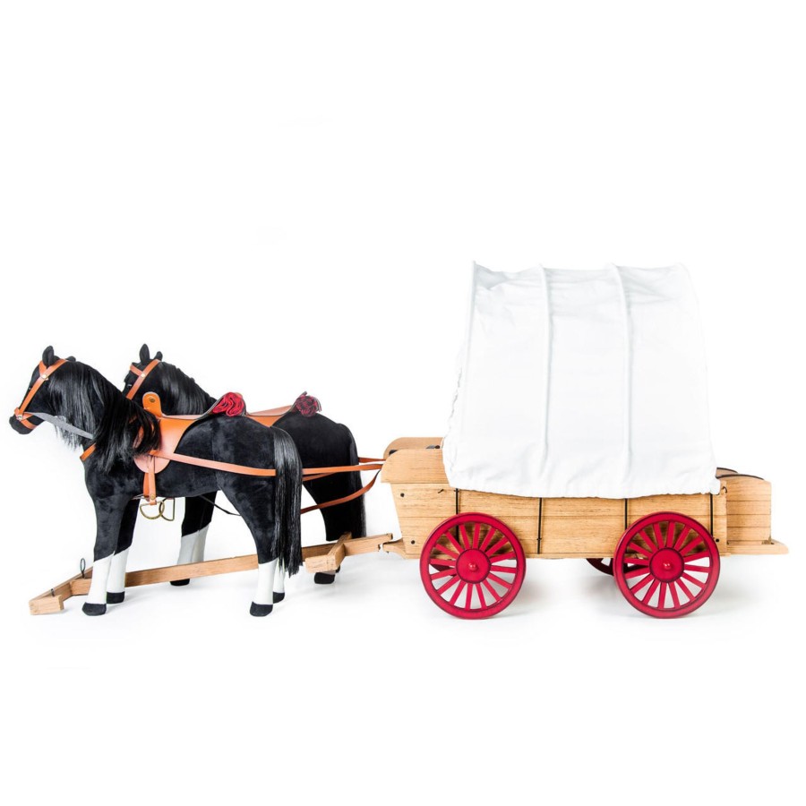 Doll Furniture The Queen's Treasures | Ships June 2024! Little House On The Prairie Covered Wagon/Sleigh And 2 Horses For 18 Inch Dolls